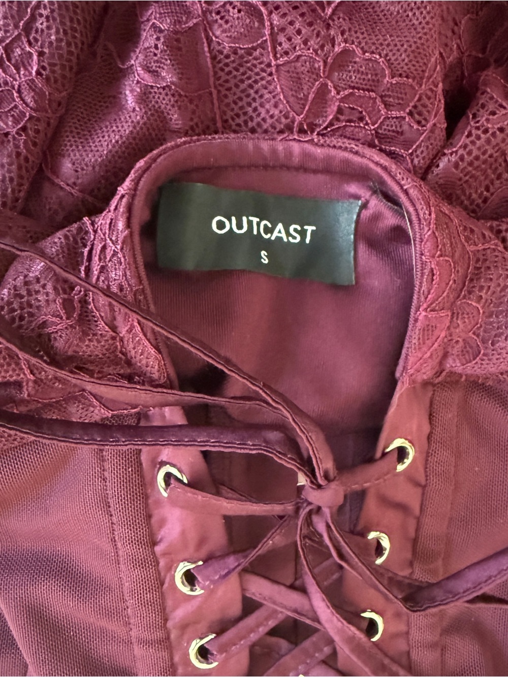 Outcast kala Burgundy Mini Dress with Corset Front - Picture 8 of 8